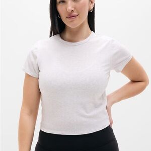 Athleta Signature Rib Crop Tee in Fog Grey Heather size medium